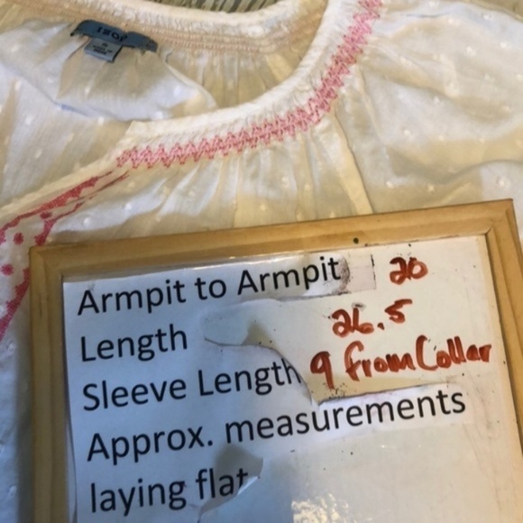 Izod White Pink Boho Flowly Embroidery Cotton S - Picture 5 of 7